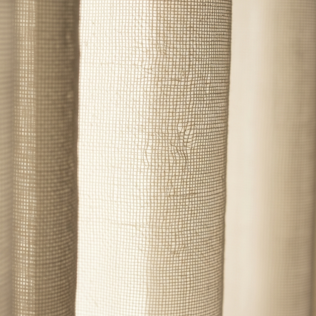 Sheer linen curtain fabric texture detail