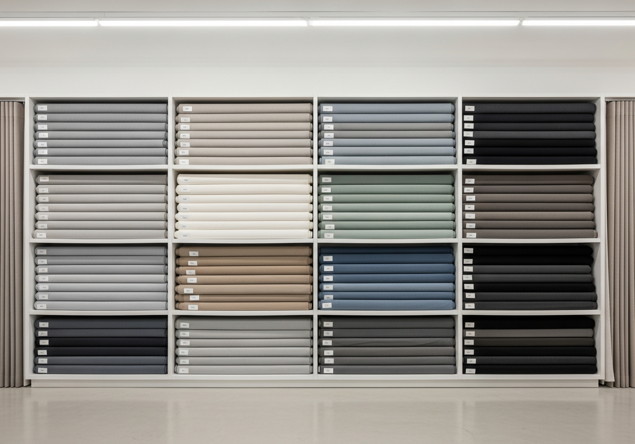 Curtain fabric library at the Bartley workshop