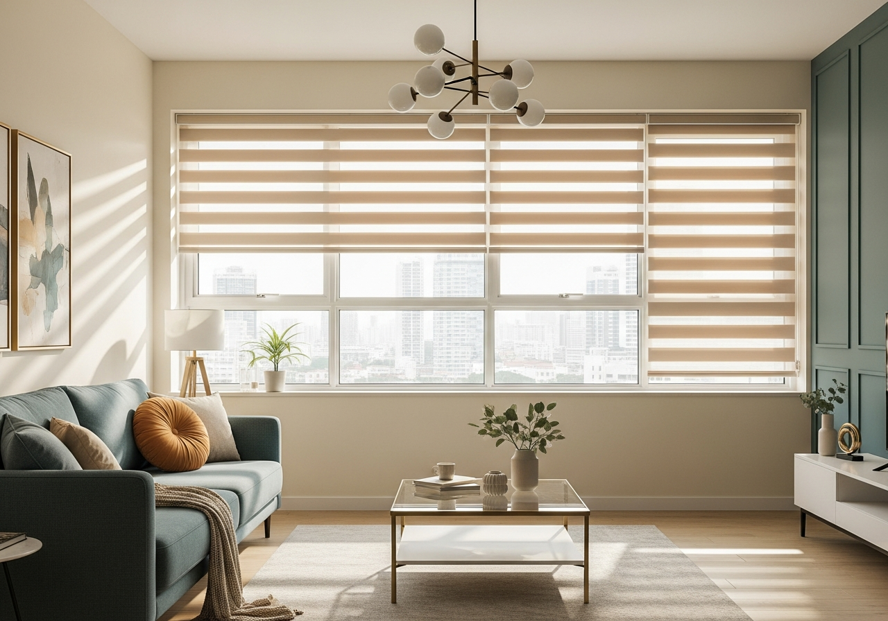 Korean combi blinds in a Singapore HDB living room